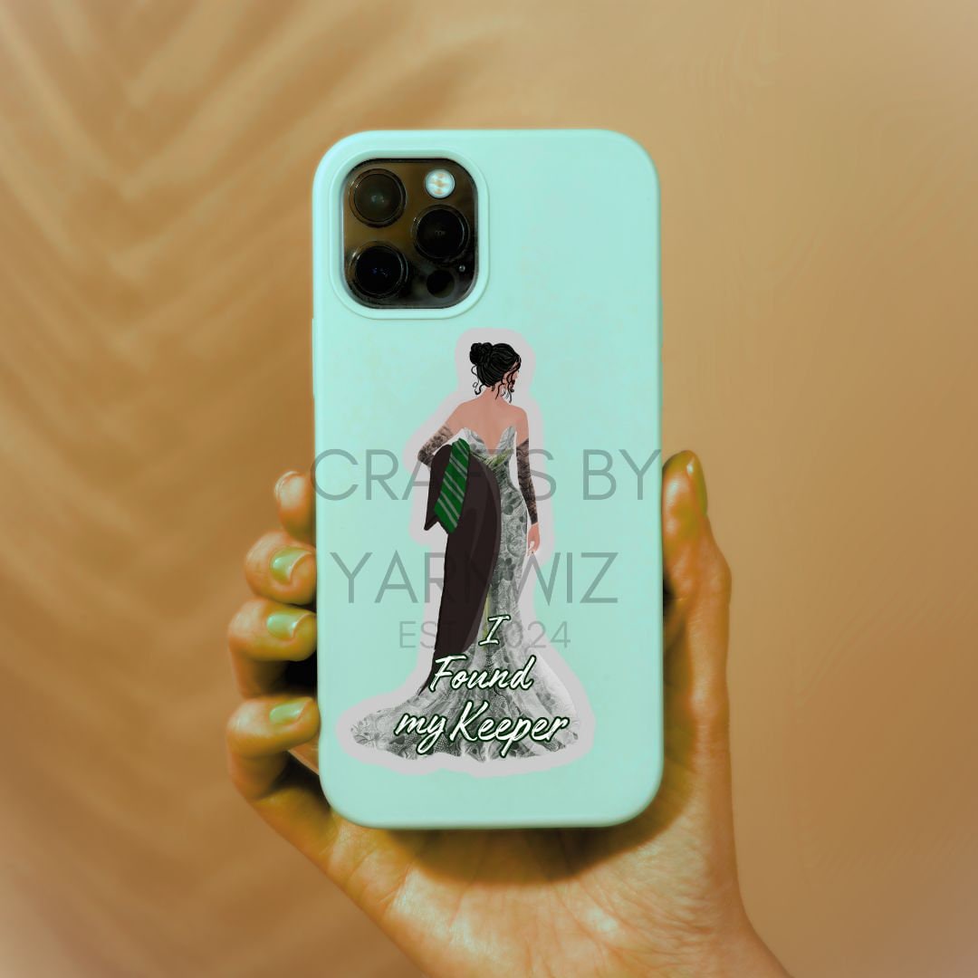 a person holding a phone case with a picture of a woman