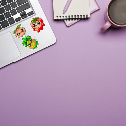 Fruity Friend Sticker Collection | Kawaii Fruit Characters | Cute Vinyl Stickers for Laptops, Notebooks, Water Bottles