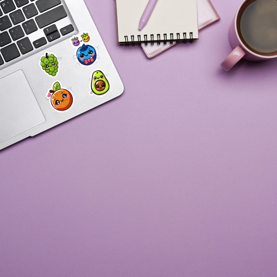 Fruity Friend Sticker Collection | Kawaii Fruit Characters | Cute Vinyl Stickers for Laptops, Notebooks, Water Bottles