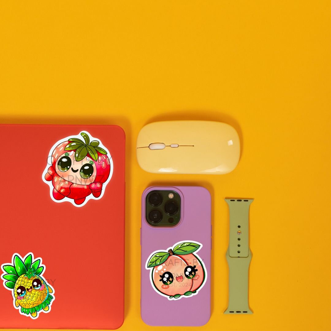 Fruity Friend Sticker Collection | Kawaii Fruit Characters | Cute Vinyl Stickers for Laptops, Notebooks, Water Bottles