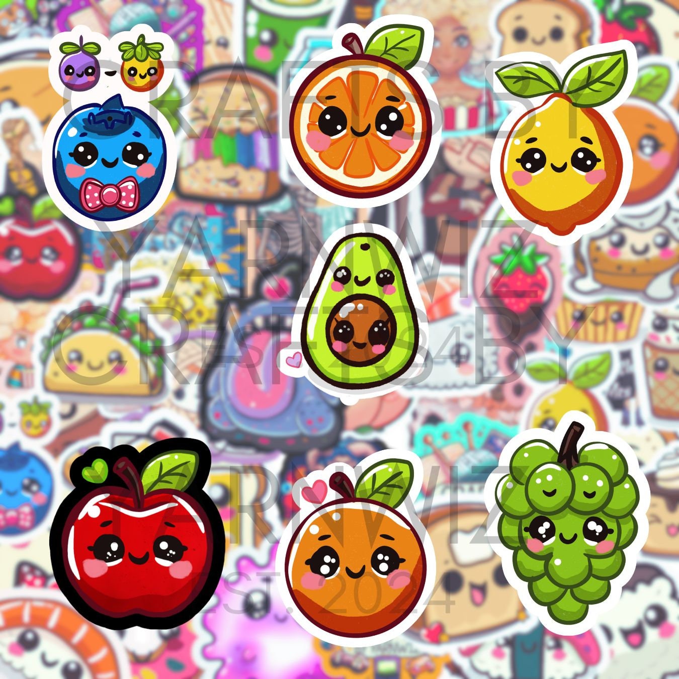 Fruity Friend Sticker Collection | Kawaii Fruit Characters | Cute Vinyl Stickers for Laptops, Notebooks, Water Bottles