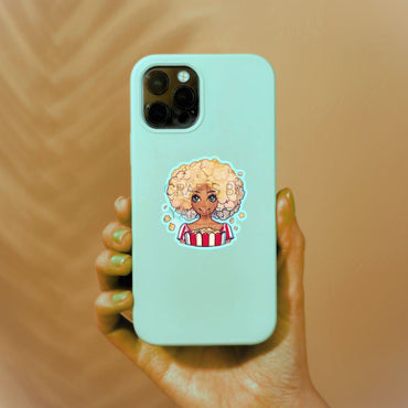 Butterpop Simara | Girl with Curly Hair Sticker | Celebration of Self-Love and Resilience | Vinyl Sticker for Laptop, Notebook, Water Bottle