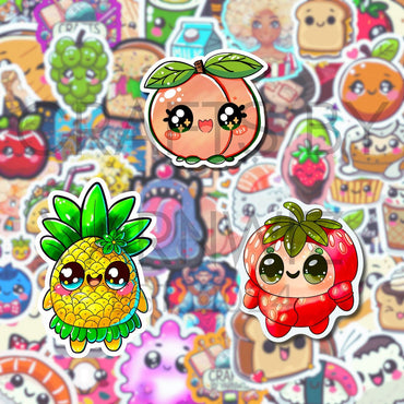 Fruity Friend Sticker Collection | Kawaii Fruit Characters | Cute Vinyl Stickers for Laptops, Notebooks, Water Bottles