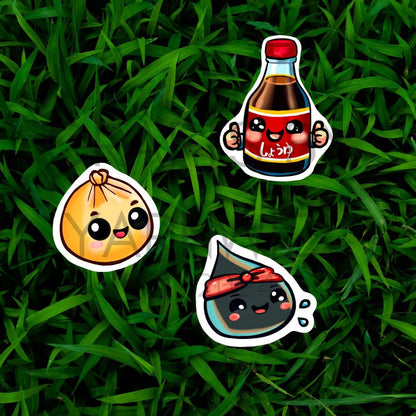 a group of stickers of different kinds of food