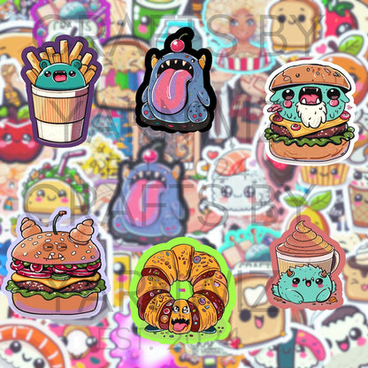 a bunch of stickers that are on a wall