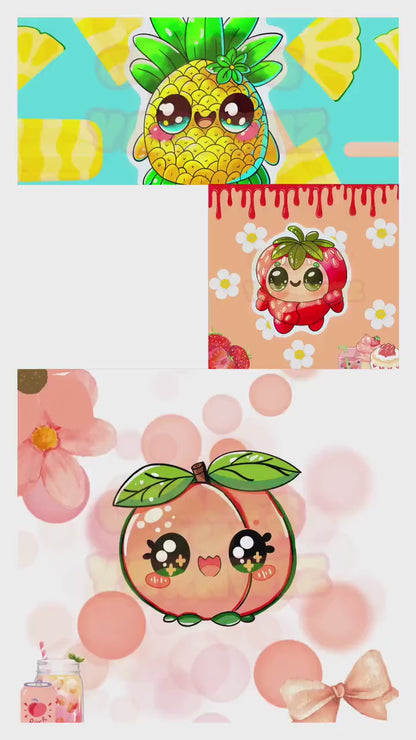 Fruity Friend Sticker Collection | Kawaii Fruit Characters | Cute Vinyl Stickers for Laptops, Notebooks, Water Bottles